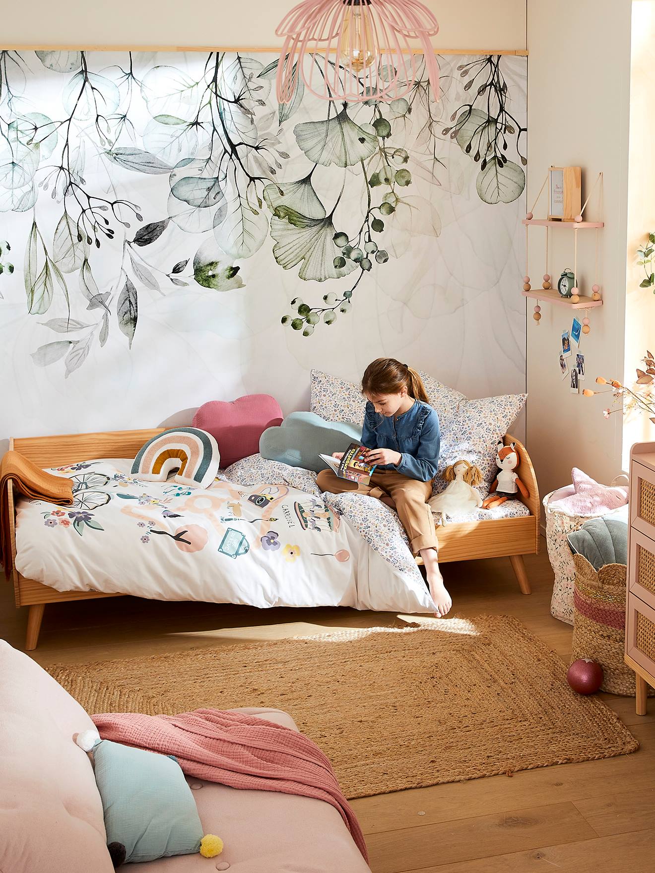 Vertbaudet Kinderbett KONFETTI NATUR, Massivholz - braun