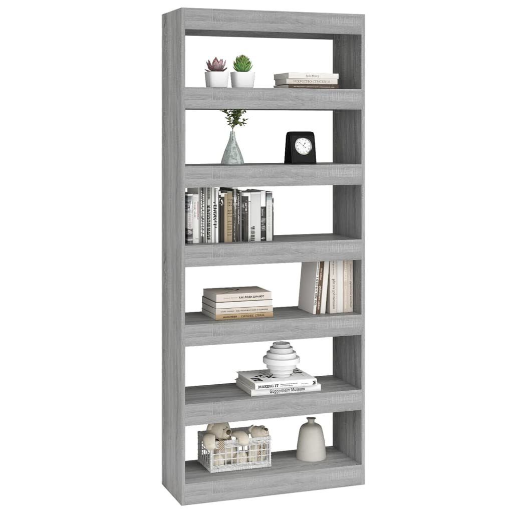 vidaXL Bücherregal Bücherregal/Raumteiler Grau Sonoma 80x30x198 cm Holzwerkstoff, 1-tlg.