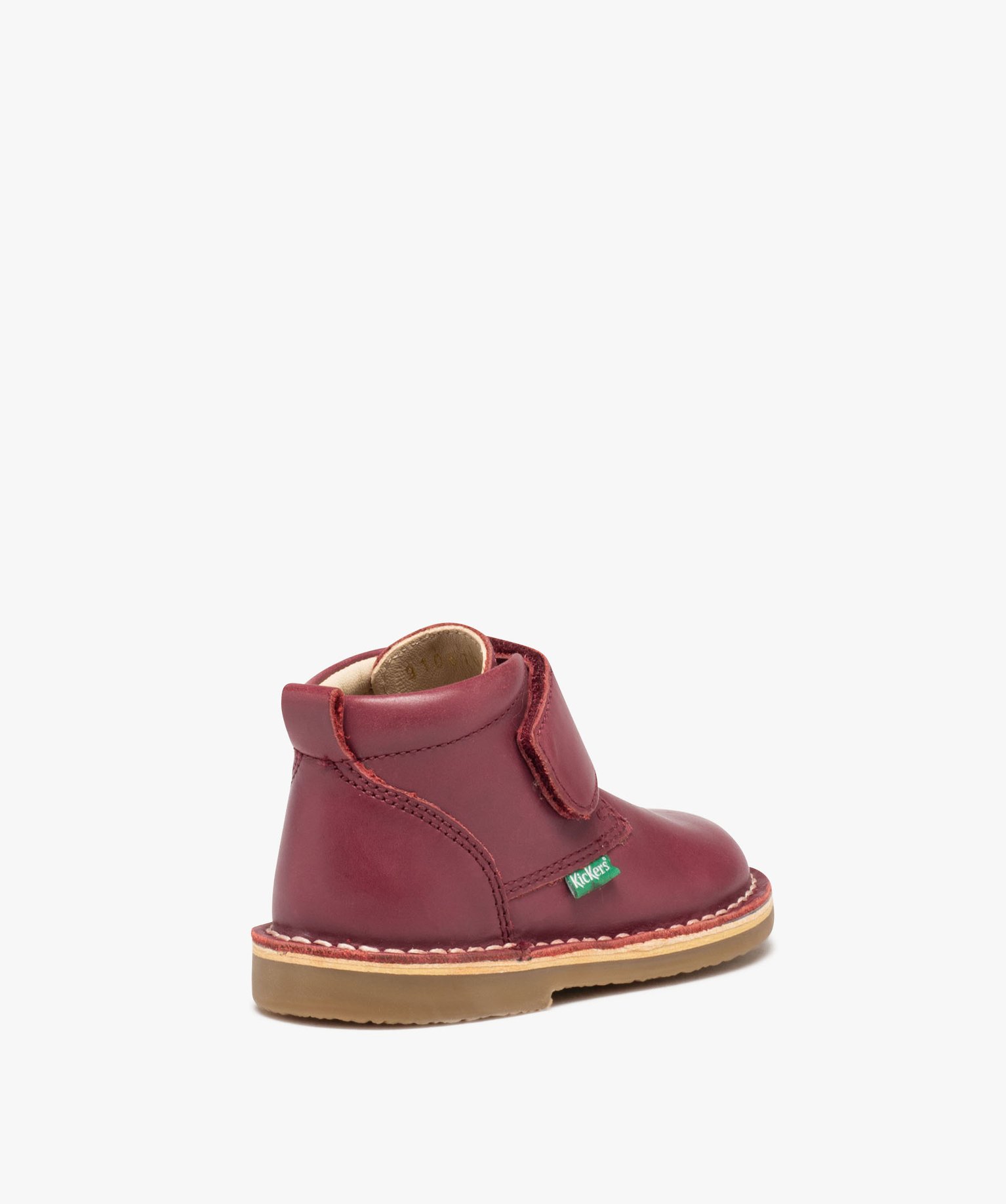 Bottes bébé fille en cuir uni à scratch - Kickers bordeaux | GEMO