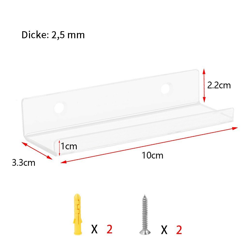 flowgoer CD-Regal 6-teiliges Set Acrylplatten-Wandhalterung für Schallplatten, Stilvolles dekoratives Werkzeug zur Sammlung und Präsentation