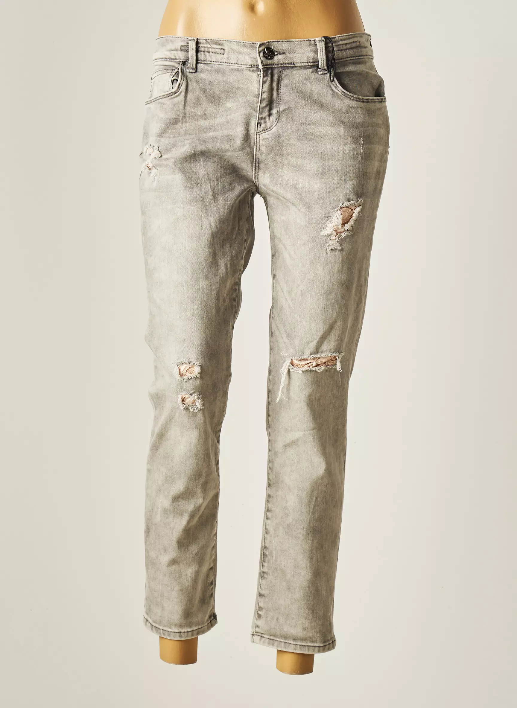 Silvian Heach Jeans Boyfriend Femme couleur gris