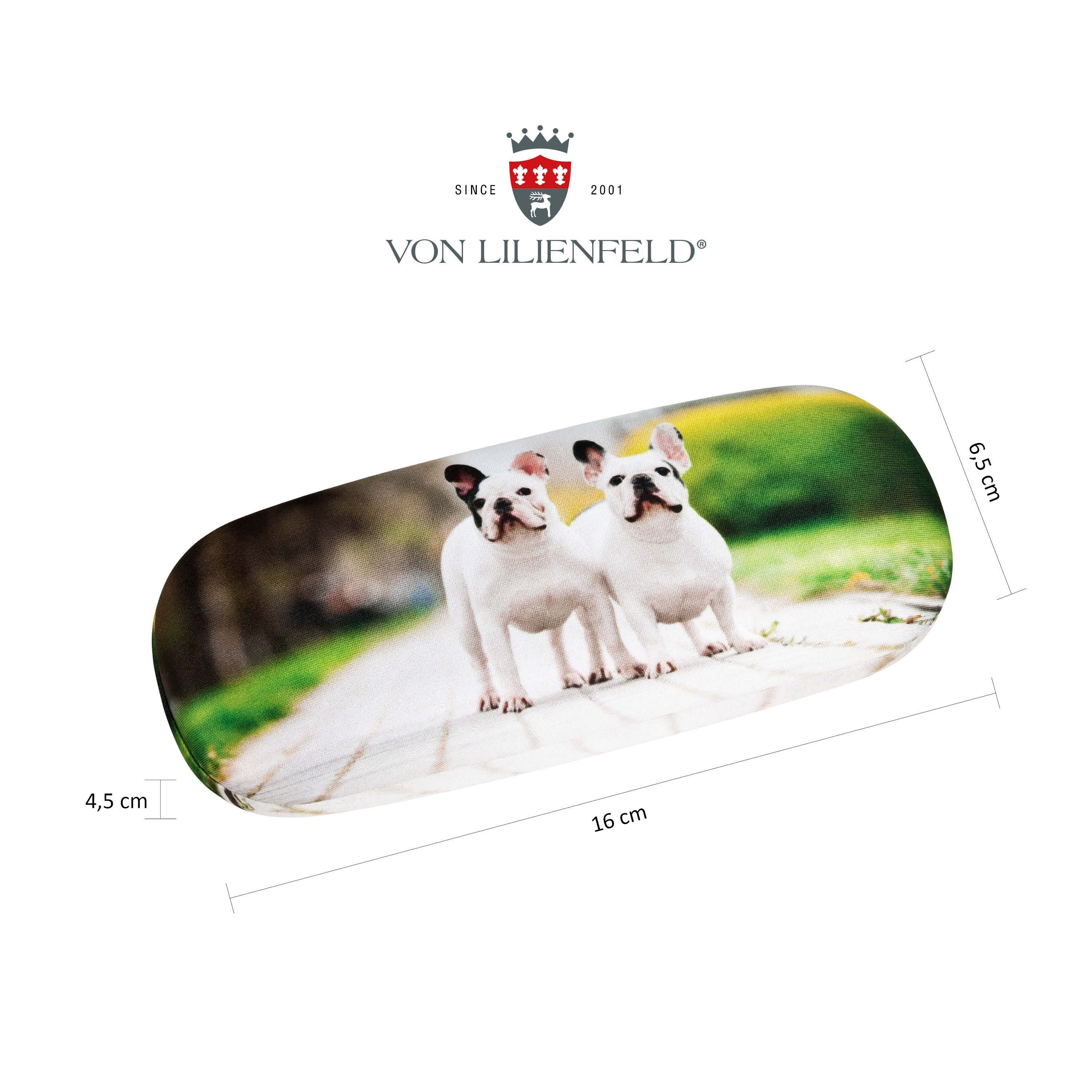 von Lilienfeld Brillenetui Brillenetui Französische Bulldoggen Hund Hardcase, stabiles mit Mikrofaser bezogenes Hardcase