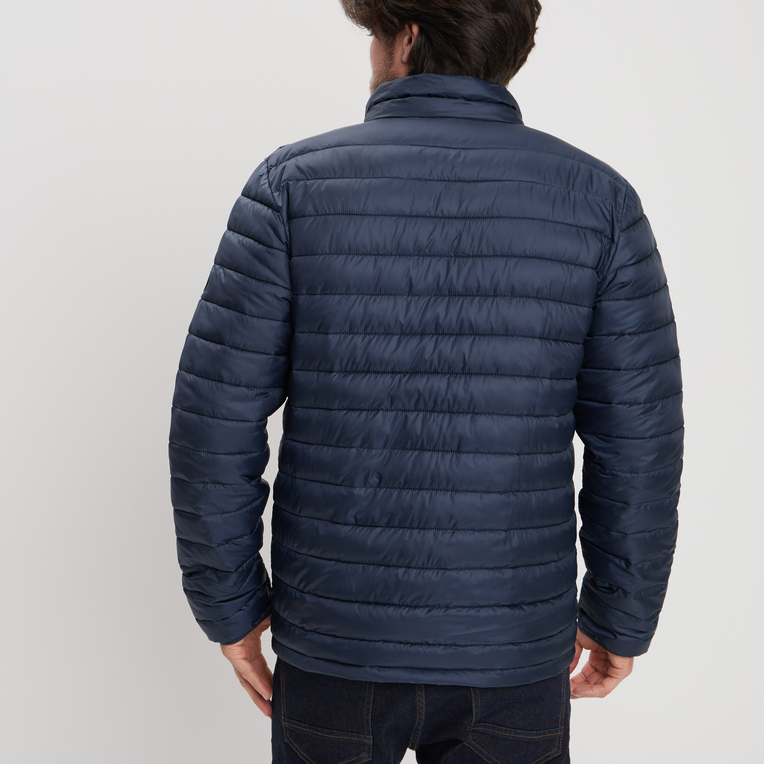 Doudoune droite légère col montant bleu marine homme | La Halle