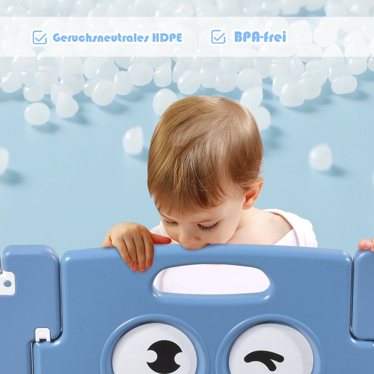 COSTWAY Laufgitter, mit Tür und Spielzeugboard