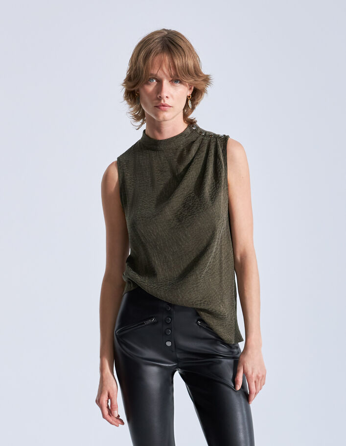 Top lichen jacquard motif army vibes Femme
