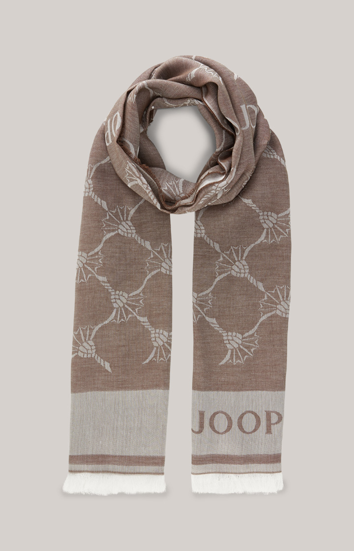 Modal-Baumwoll-Schal in Dunkelbraun/Offwhite
