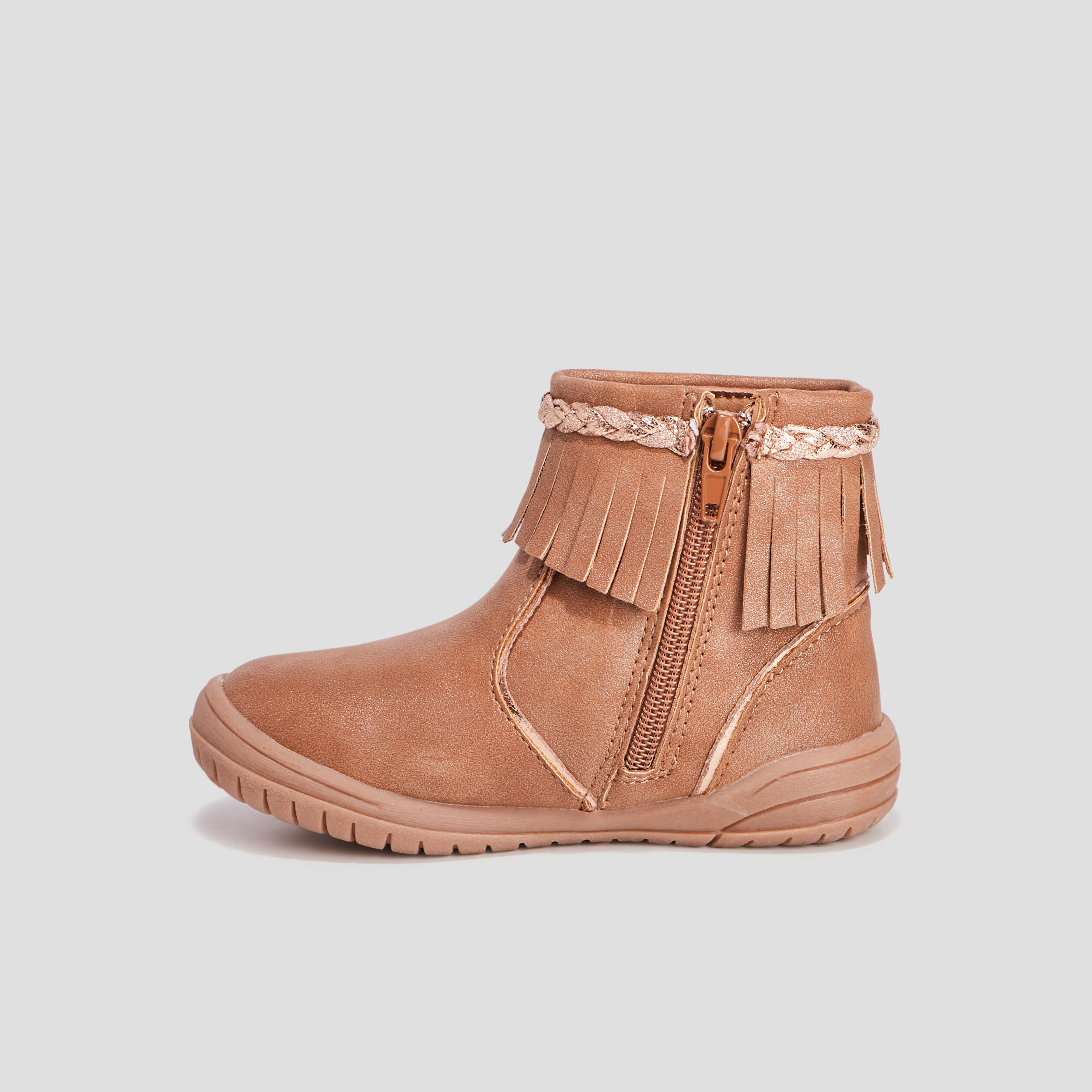 Bottines avec franges camel fille | La Halle