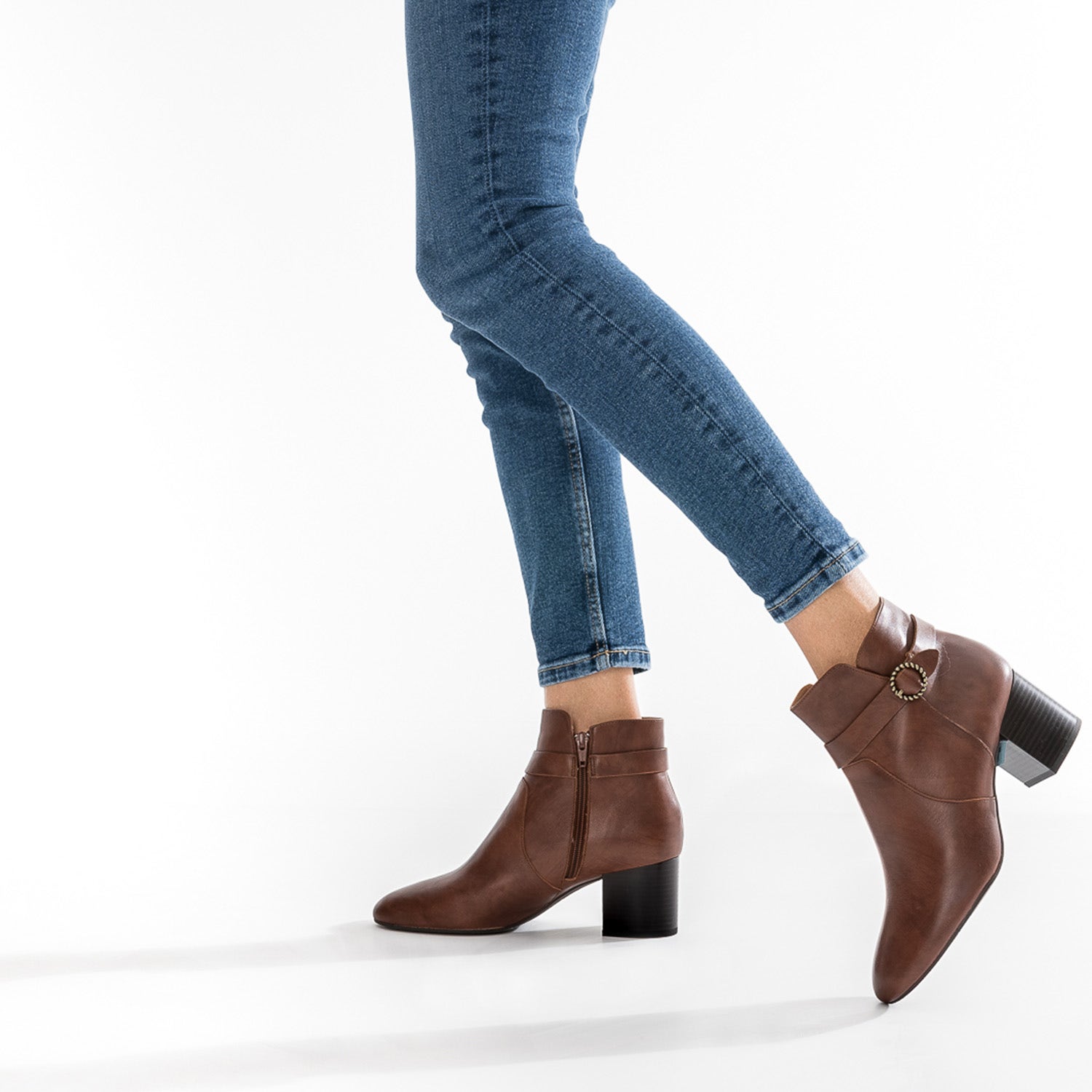 Boots ERAM FLEX cognac en cuir embossé