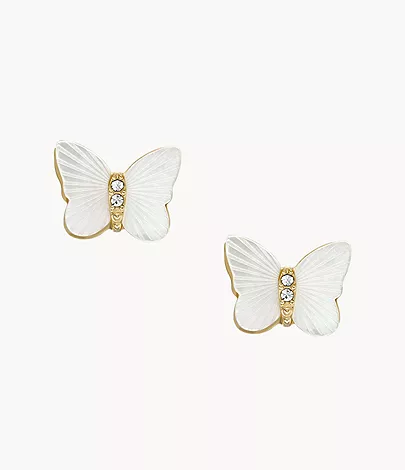 Fossil Ohrstecker Sutton Radiant Wings Butterfly Perlmutt weiß