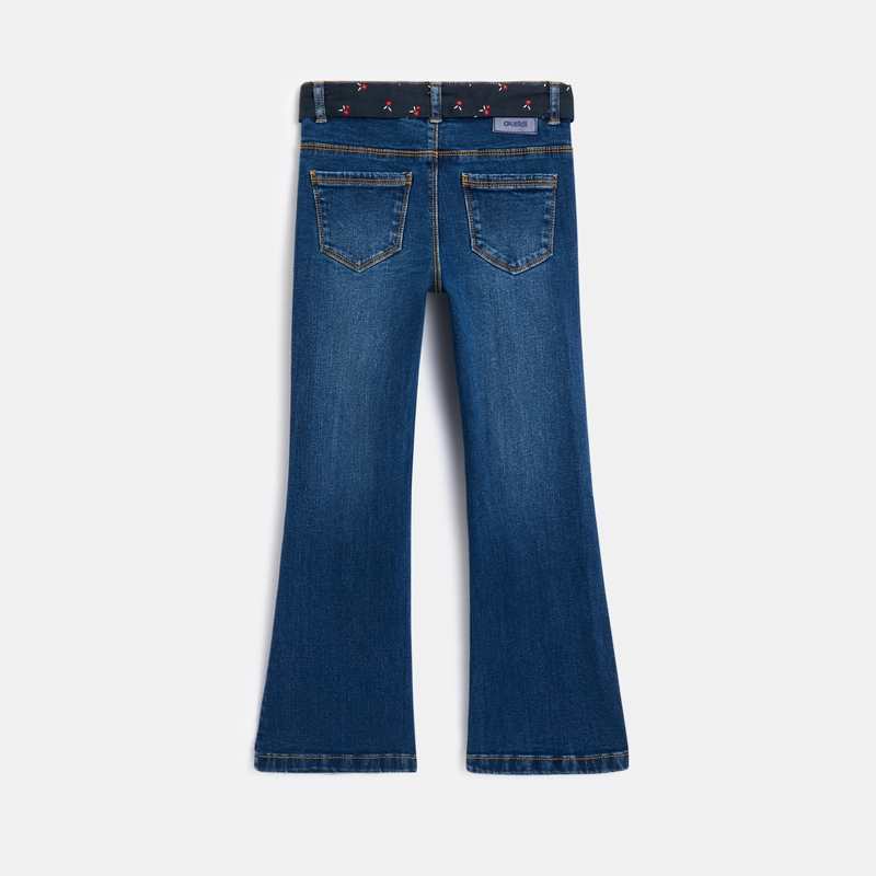 Jean flare ceinturé bleu fille