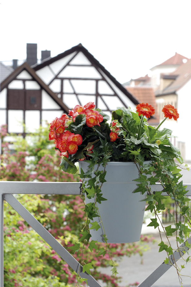 KHW KHW Geländerblumentopf Flowerclip, 3er Set, grau
