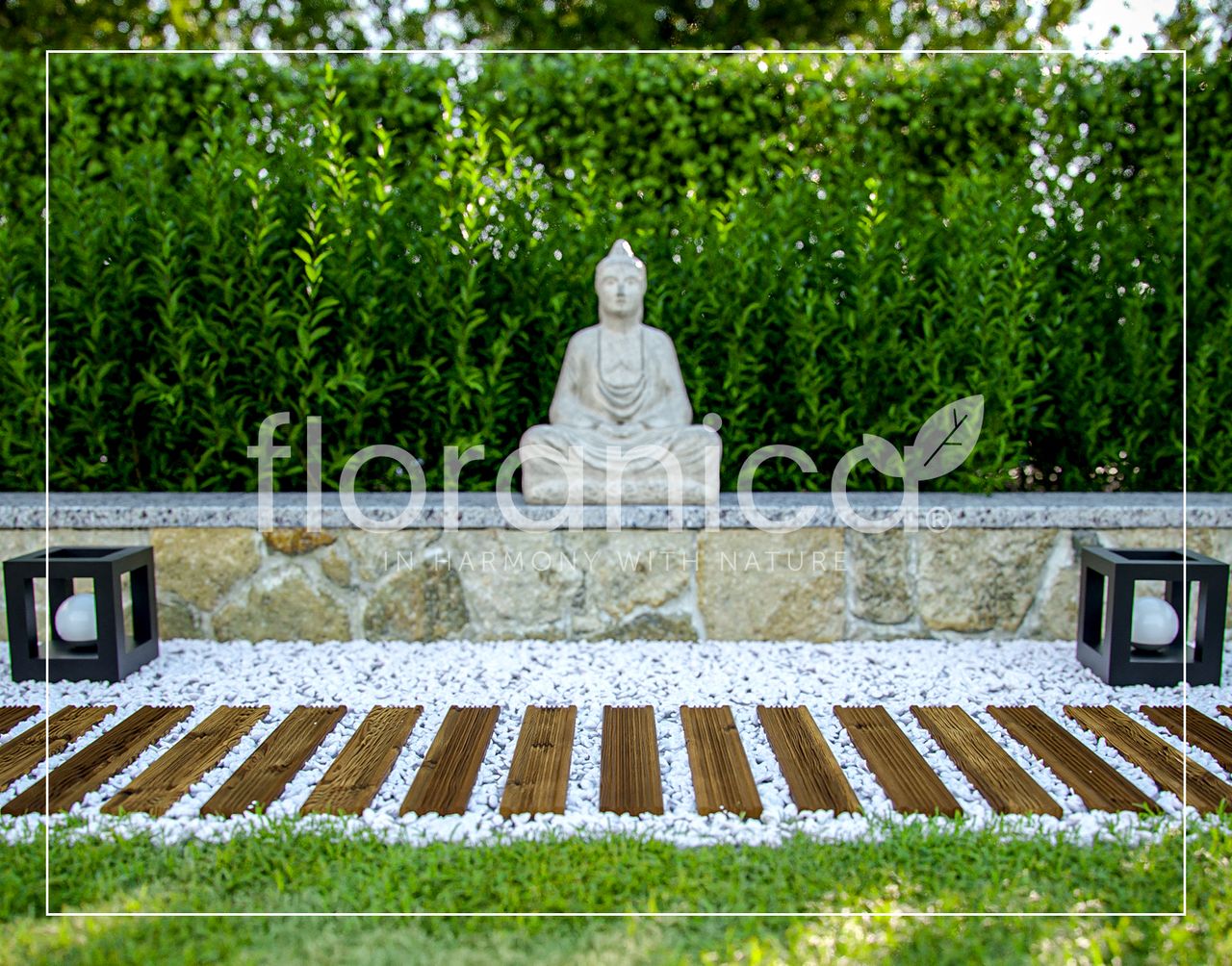 Pemicont Floranica Gartenweg Rollweg Garten Holz Holzweg Lärchenholz Gartenrollwege Trittstein für garten gehwegplatten gartenplatten balkon