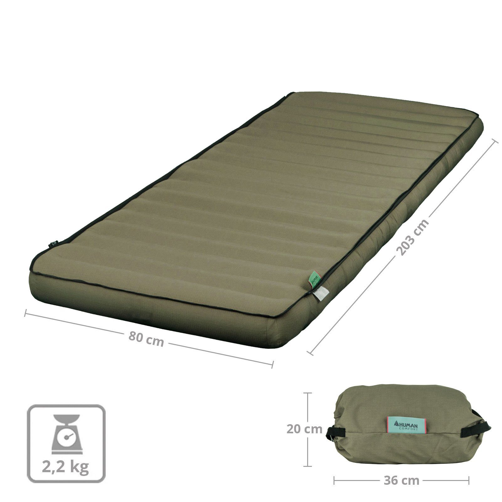 Human Comfort Luftbett Luftbett Chatou LW Trekking Isomatte, Kasten Matratze 900 g Leicht
