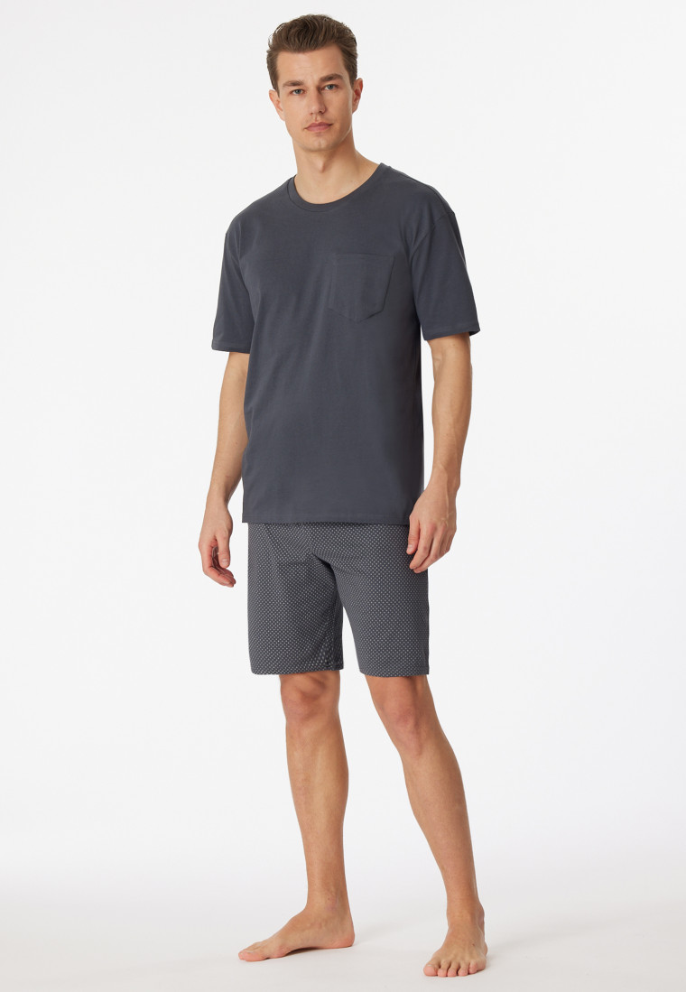 Schlafanzug kurz Jersey grau - Ebony