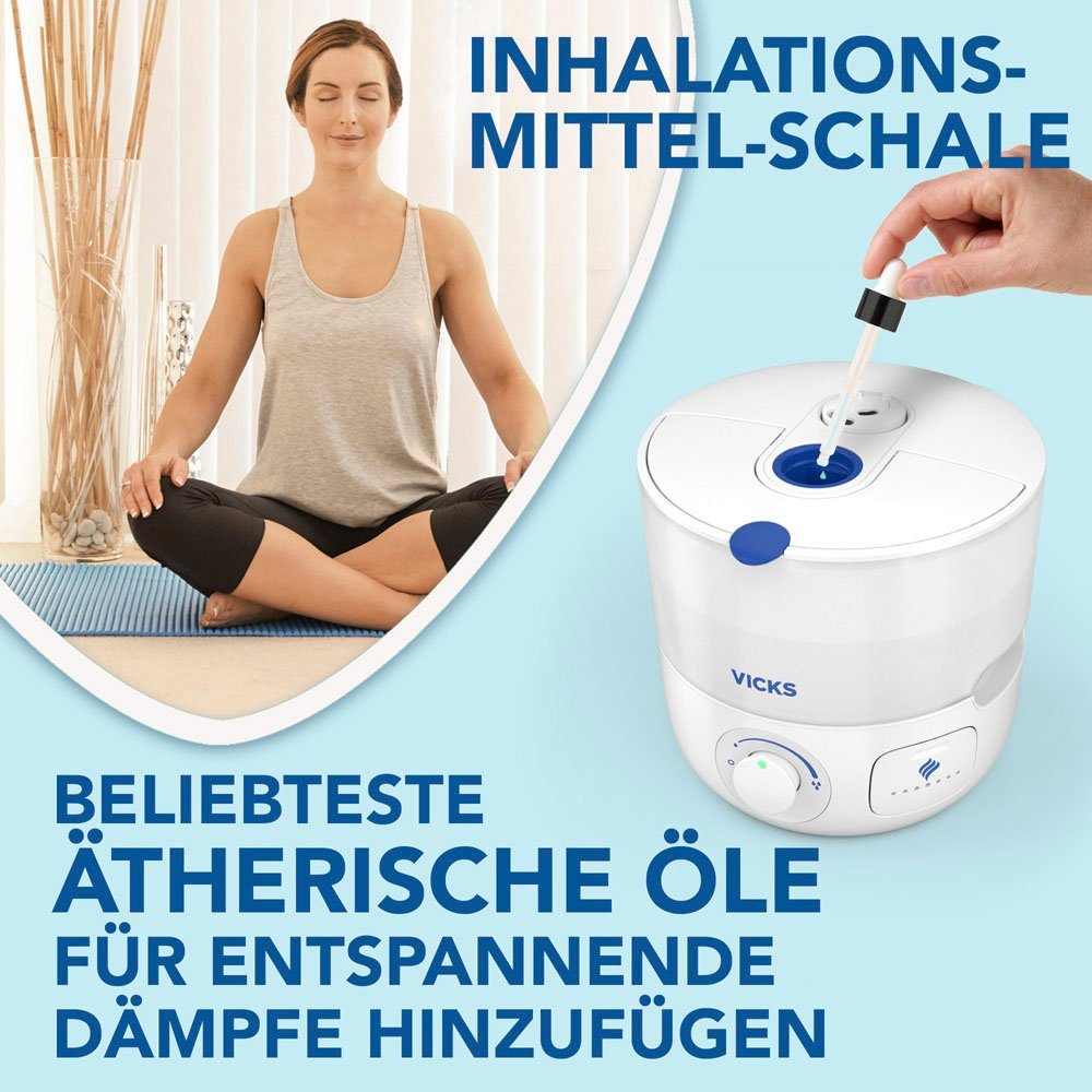 WICK Luftbefeuchter Obere Befüllung Kaltluft Ultraschall Luftbefeuchter - WUL585E, 2 l Wassertank, Neue Reinigungsfunktion: Anzeige mit Licht und Ton