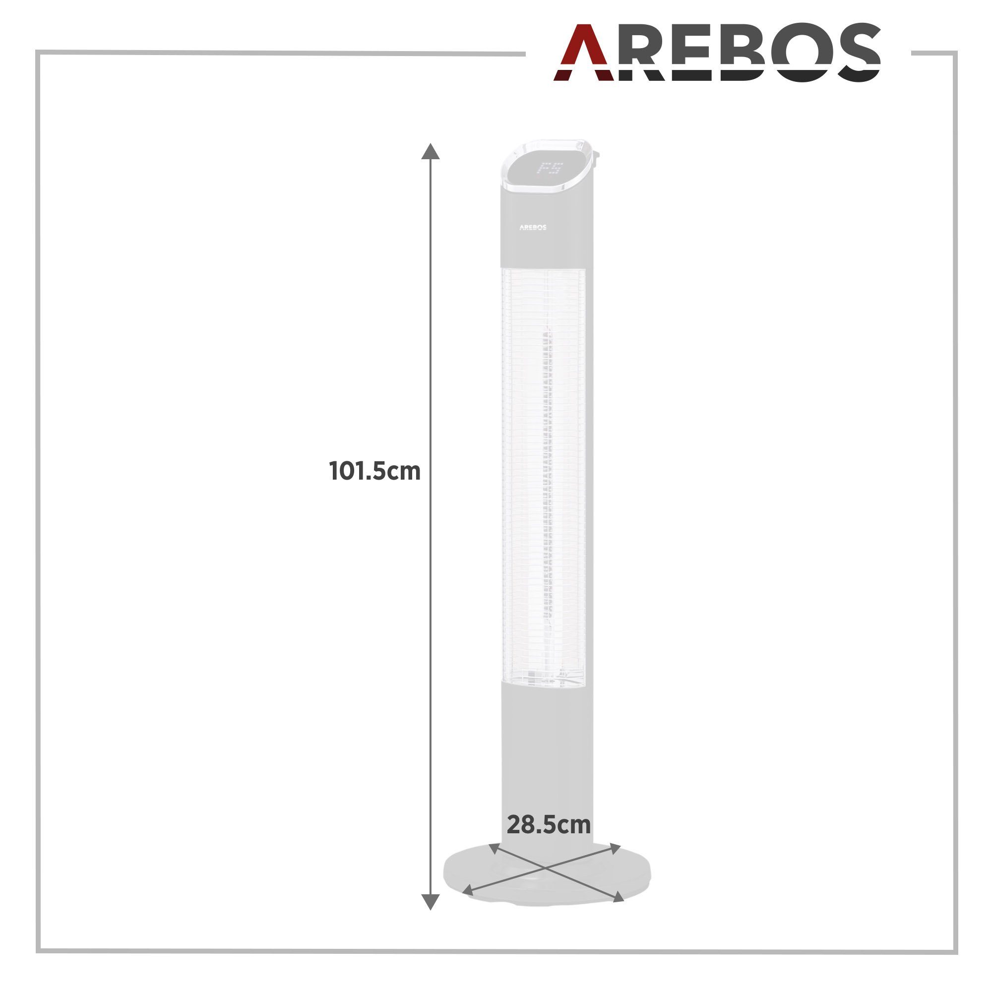 Arebos Terrassenstrahler 2000 Watt Stand Heizstrahler Schwarz / Silber, 2000 W