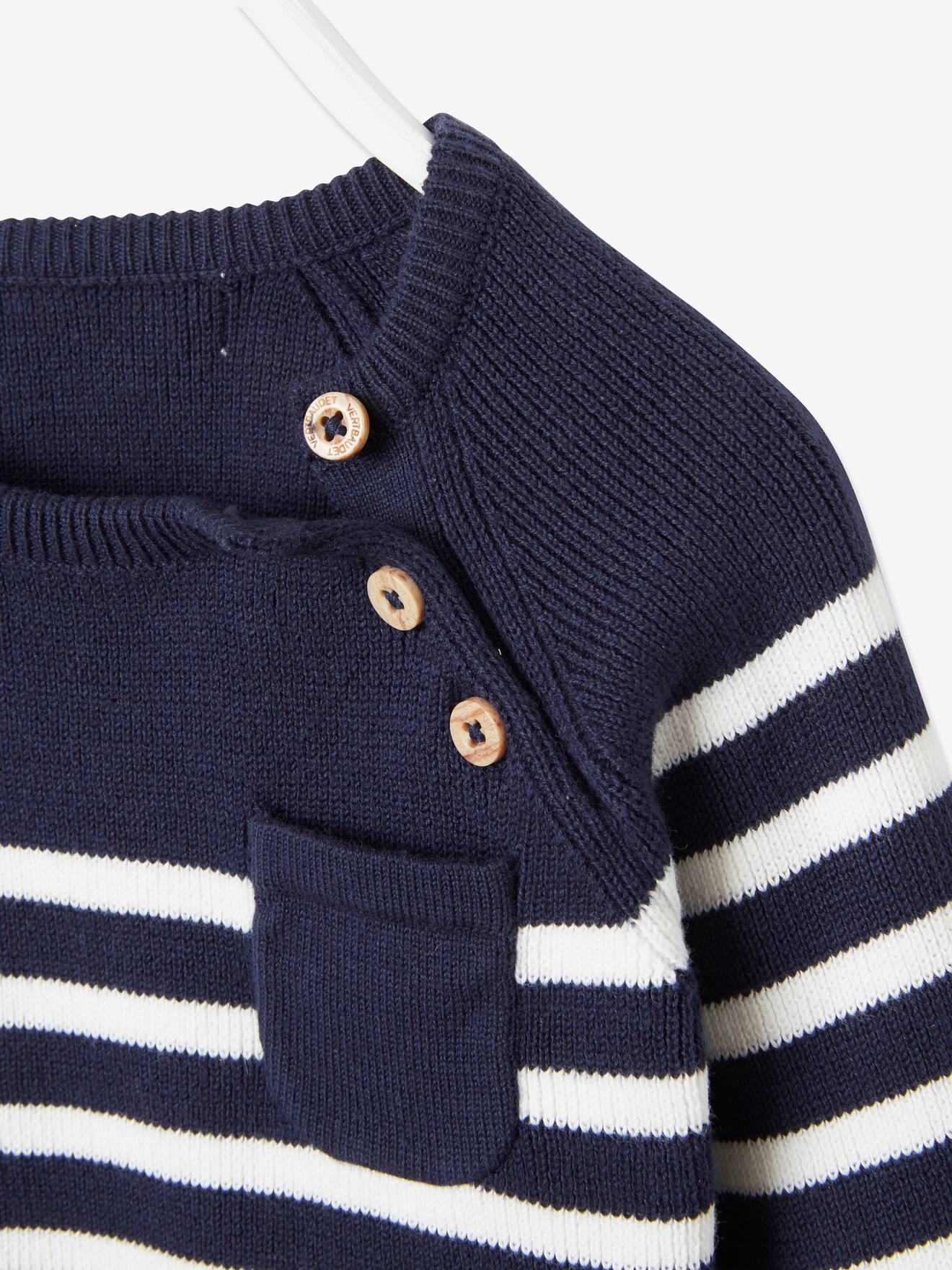 Pull marinière bébé caramel rayé