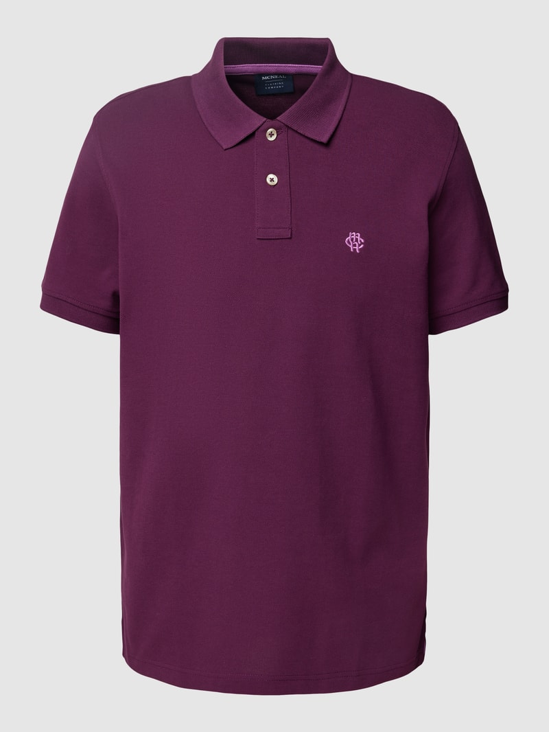 Poloshirt mit Label-Stitching in aubergine