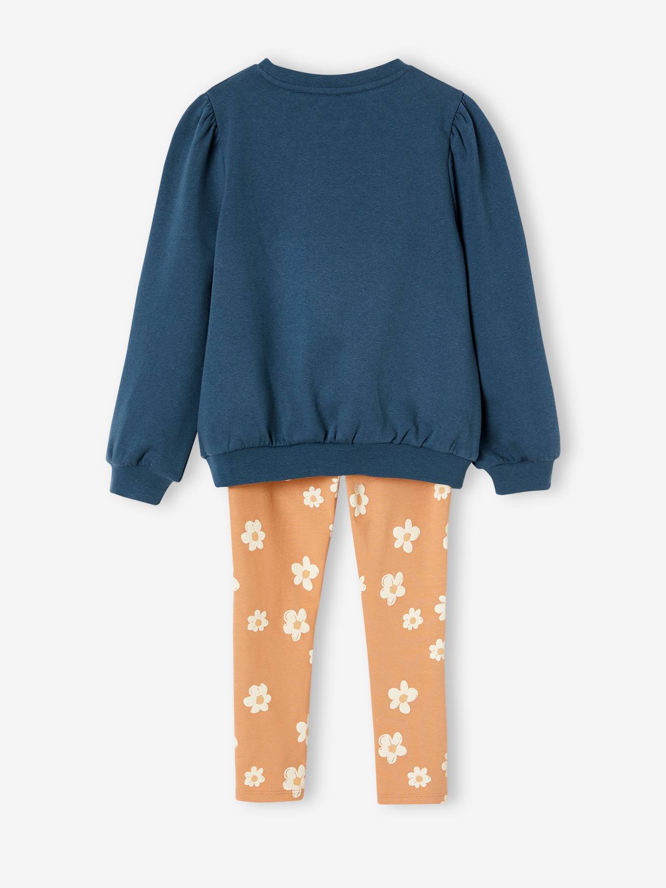 Ensemble sweat + legging imprimé fille bois de rose