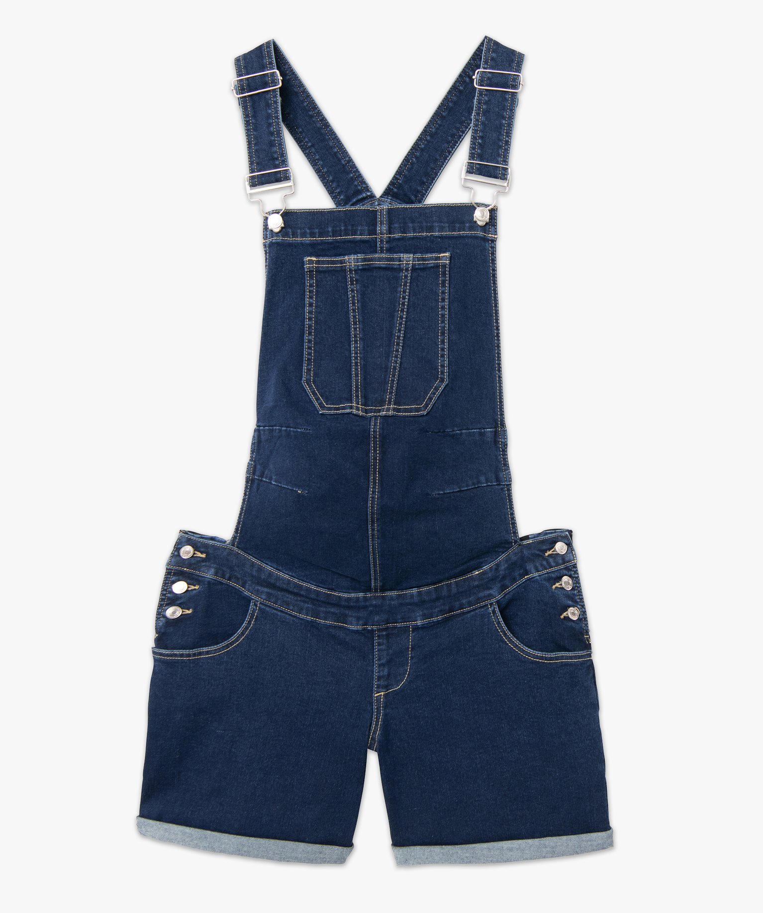 Salopette de maternité en toile denim coupe courte denim | GEMO