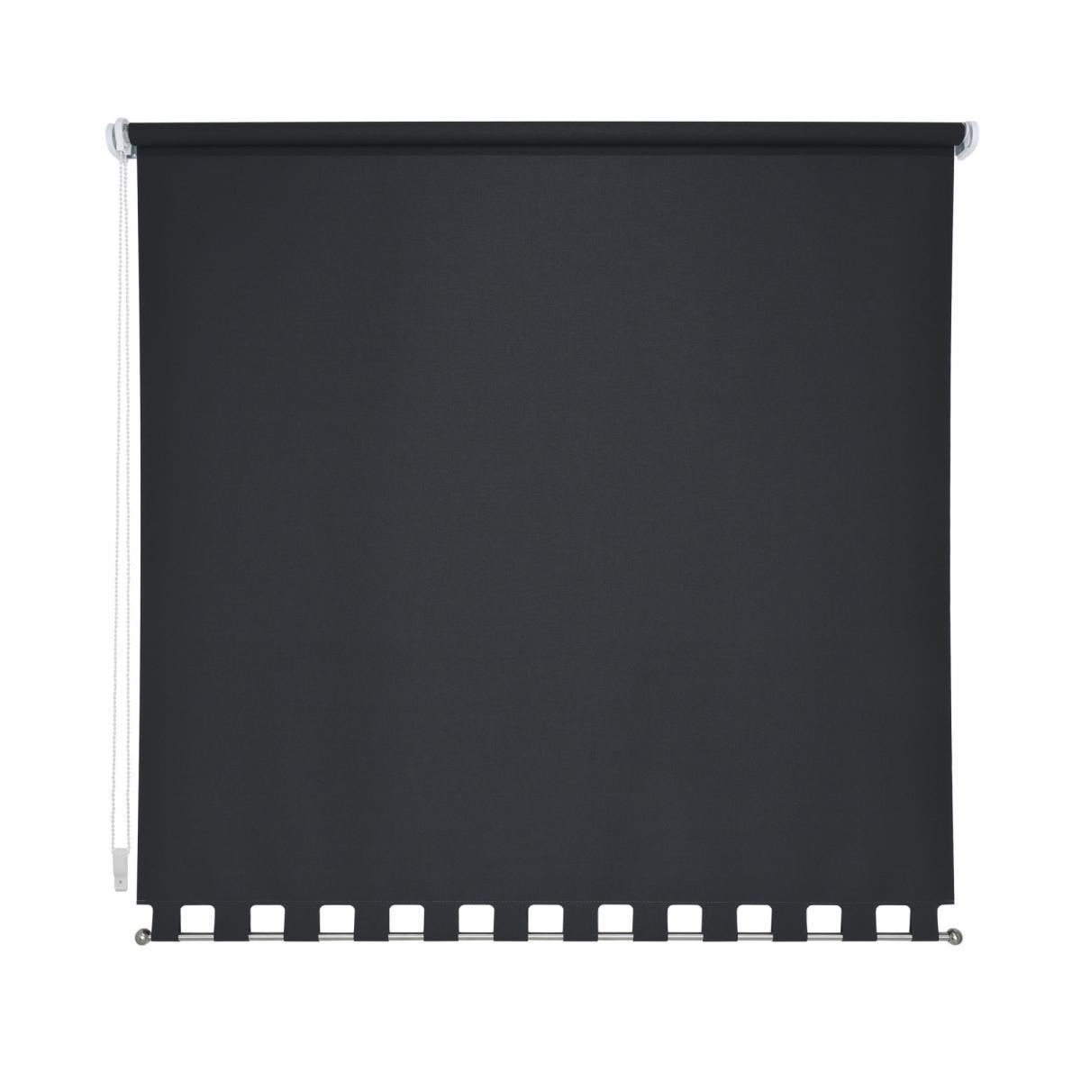 Bella Casa Seitenzugrollo Kettenzugrollo Volantrollo Rollo Eckig lichtdurchlässig 92 x 180 cm schwarz für Fenster