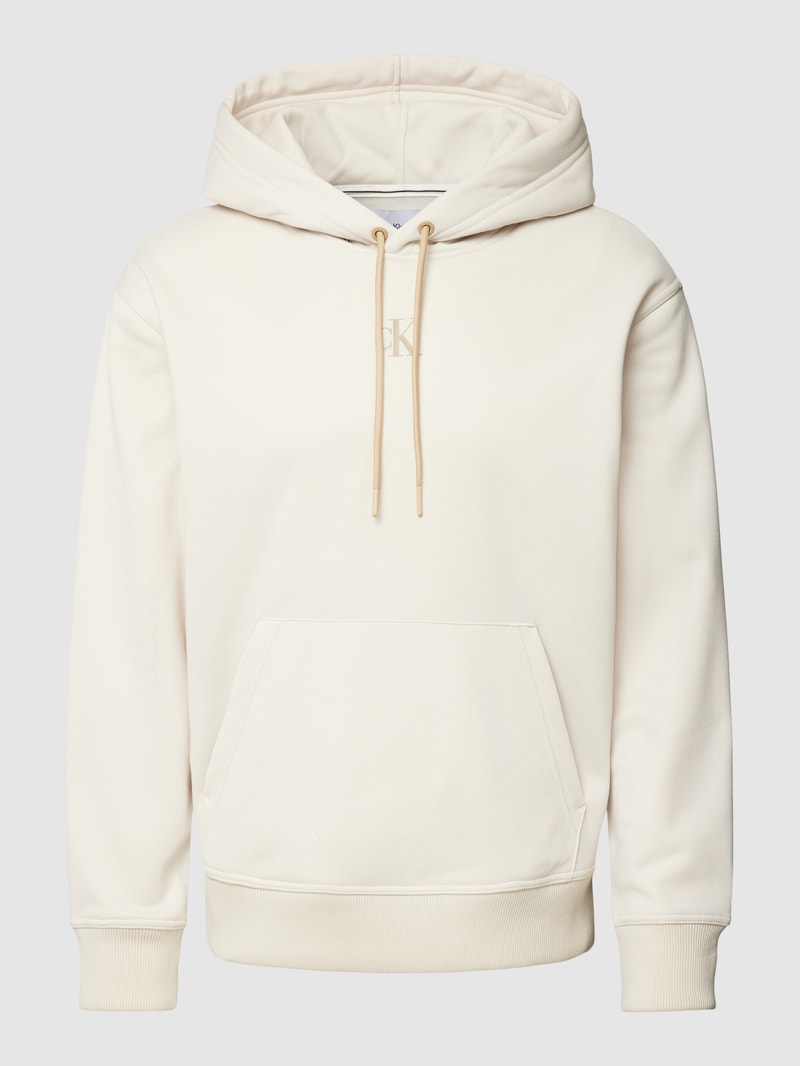 Hoodie mit Label-Print in beige