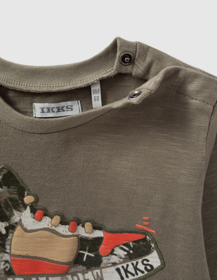 T-shirt kaki coton bio visuel sneakers reliefé bébé garçon
