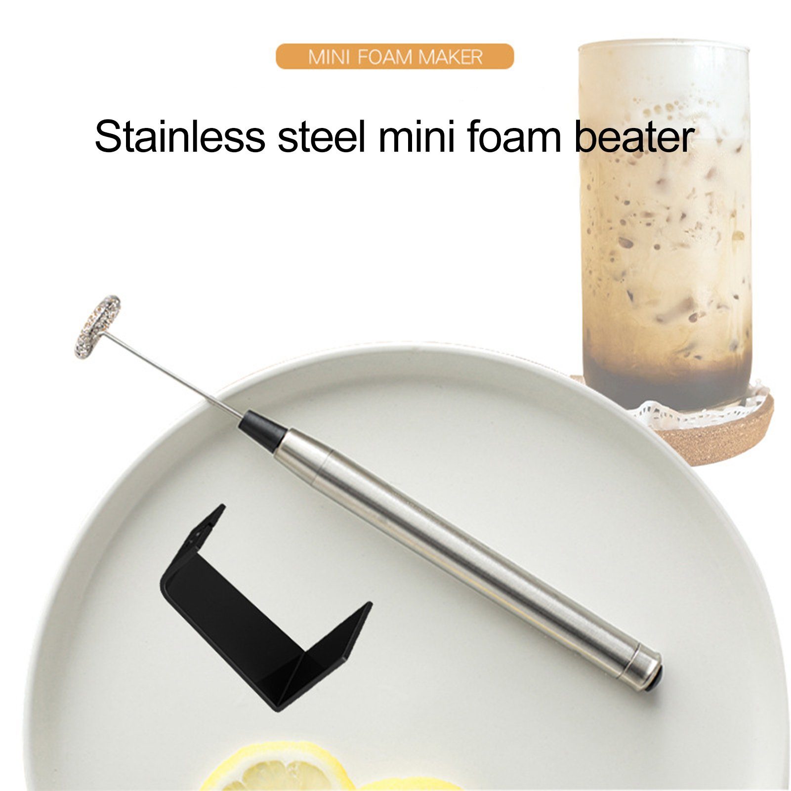 farfi Milchaufschäumer Milchaufschäumer Eierschläger Handmixer aus Edelstahl,Stab