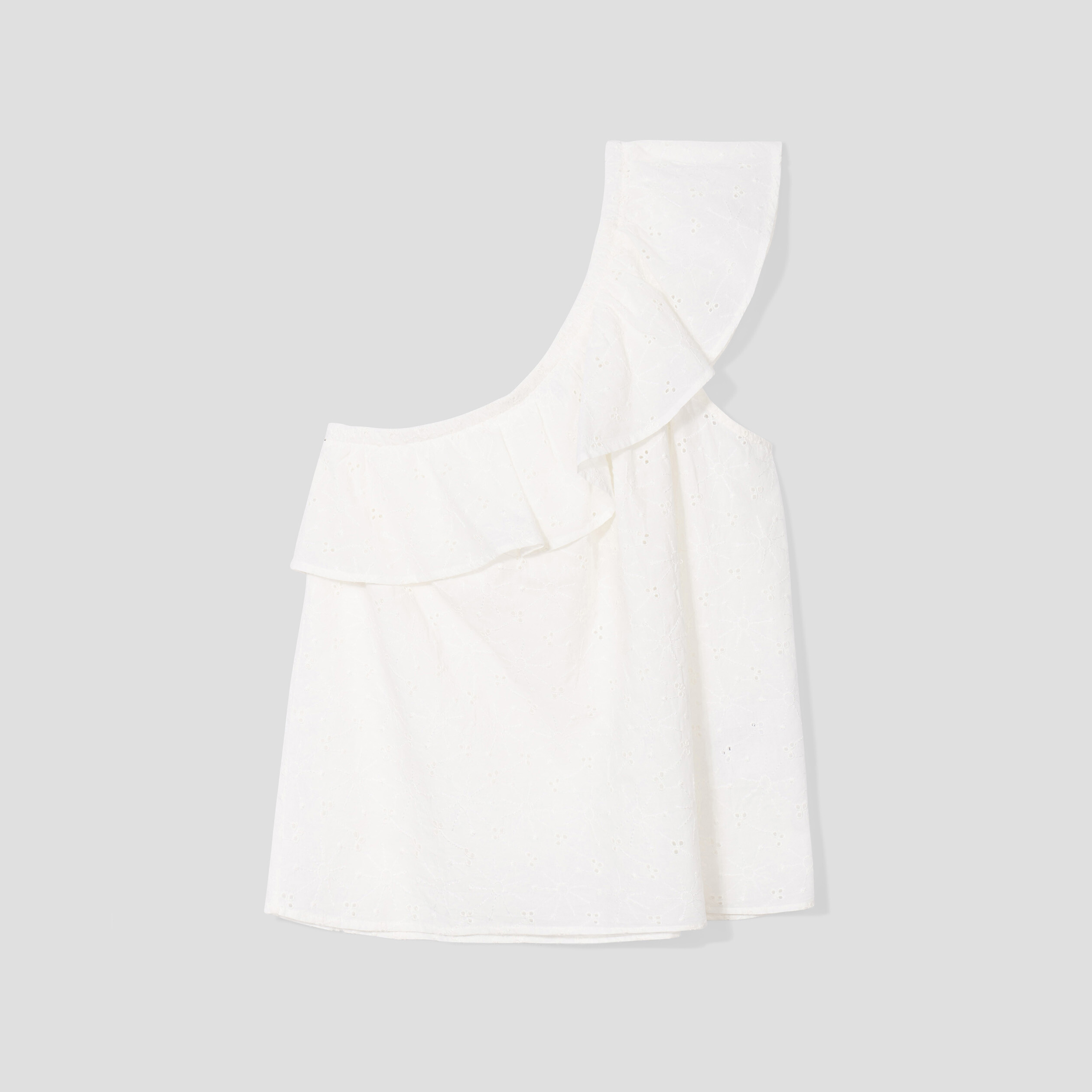 Bustier asymétrique dos ouvert à volants blanc femme | La Halle
