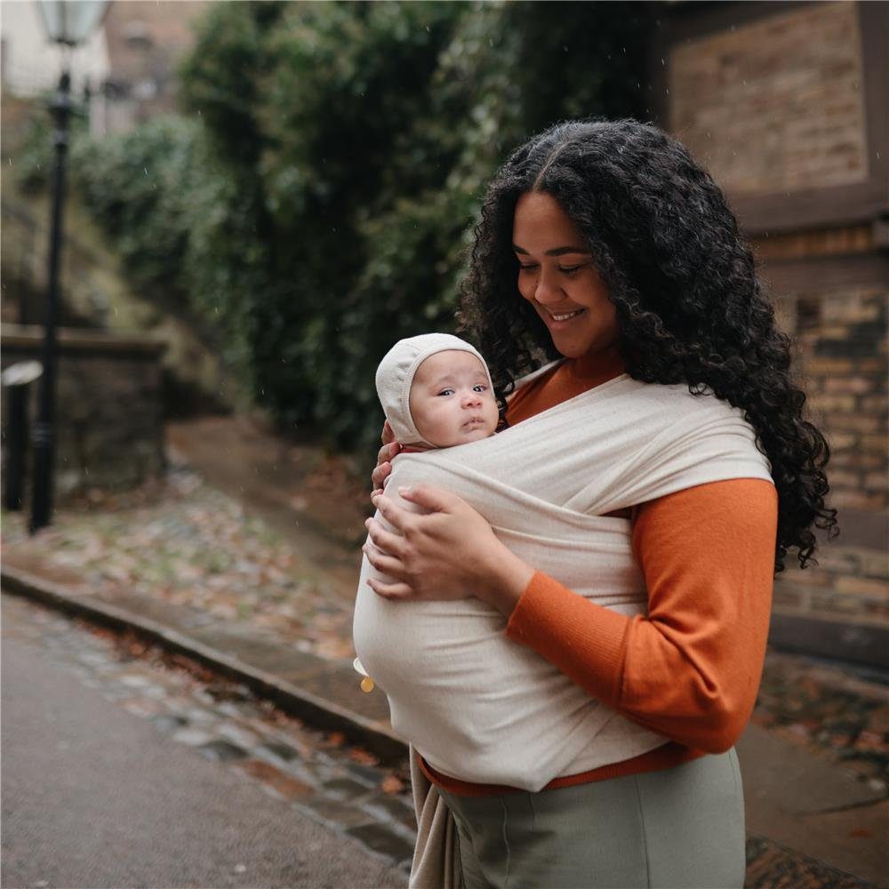 Mushie Tragetuch Baby Carrier Wrap, Beige, Melange, Baumwolle, atmungsaktiv