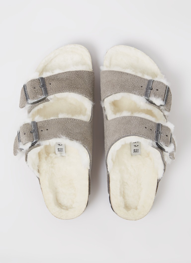 Birkenstock Arizona zamšādas sandales ar jēra vilnu