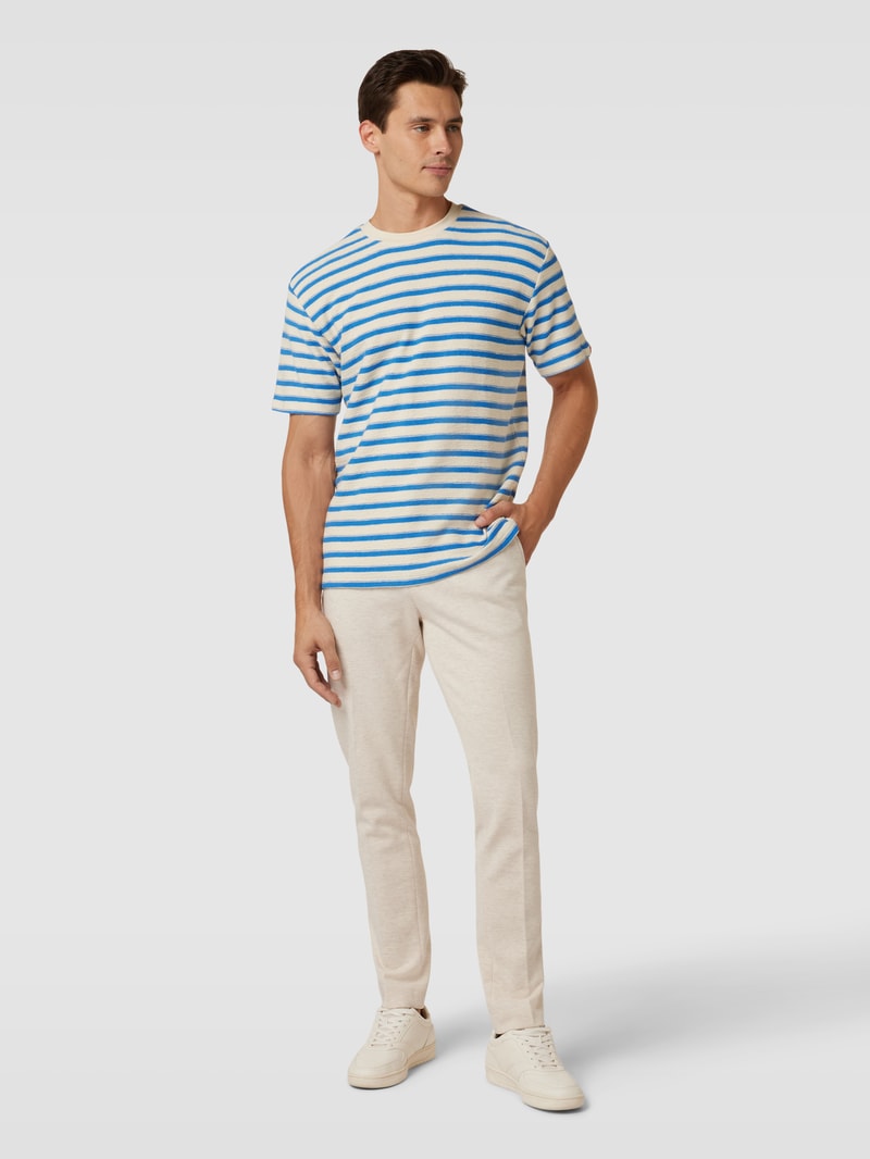 Slim Fit Hose mit Strukturmuster in stein meliert