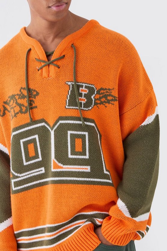 Geschnürter Oversize Hockey-Pullover
