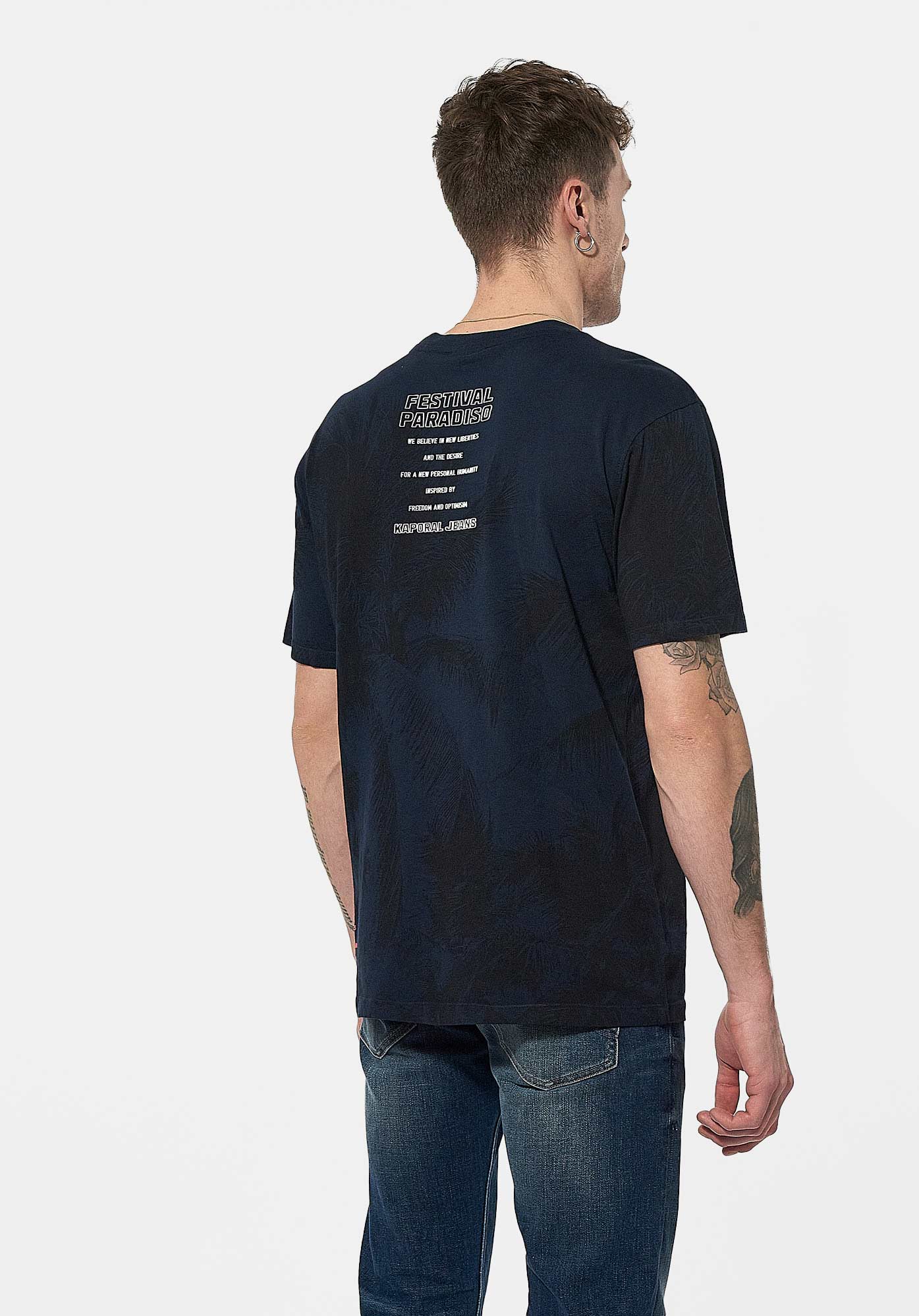 MARTI  T-shirt bleu Homme en 100% coton