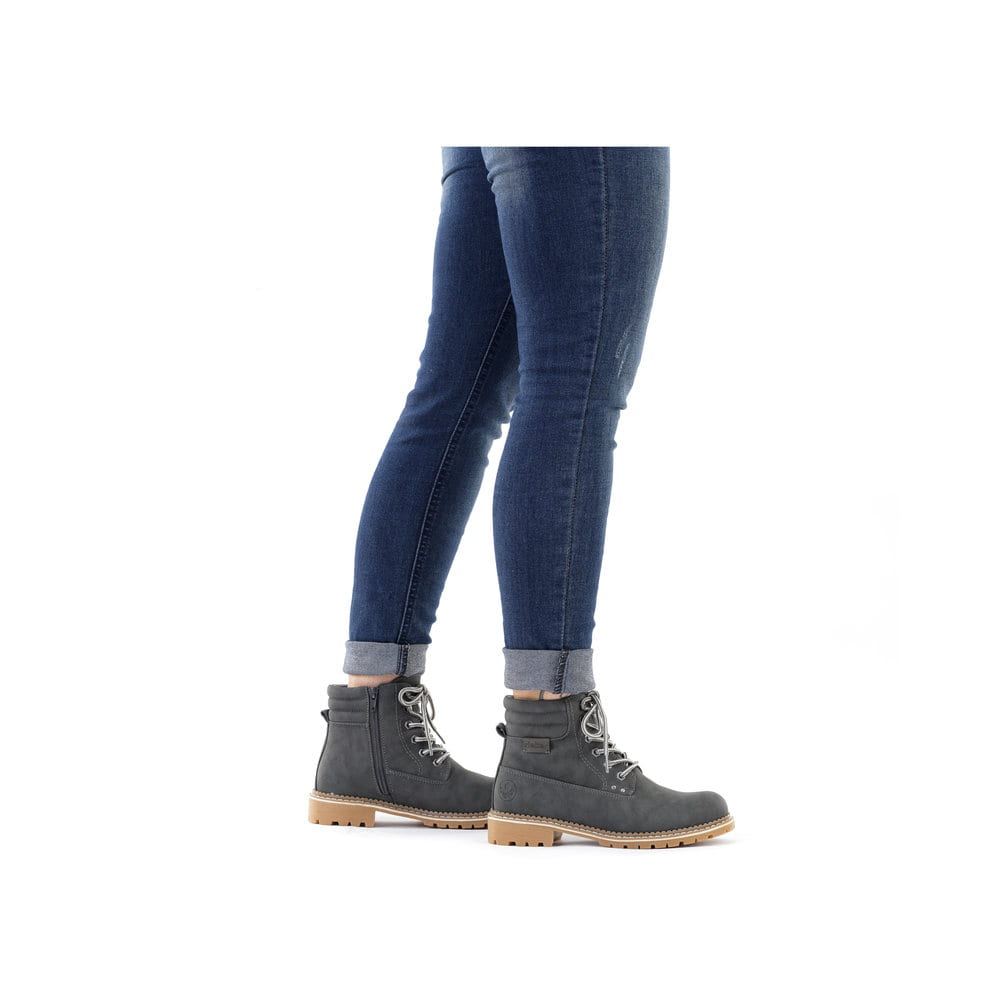 Rieker Damen Schnürstiefel granitgrau