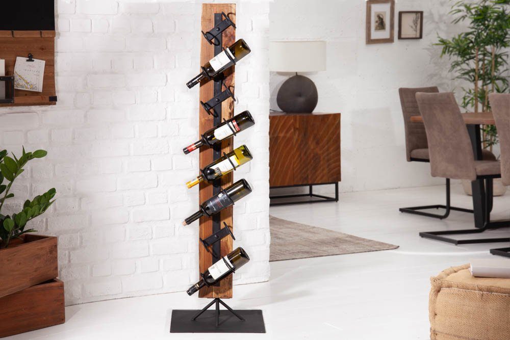 riess-ambiente Weinregal BARRACUDA 140cm natur / schwarz, 1-tlg., Wohnzimmer · Massivholz · Metall · für 8 Flaschen · Industrial
