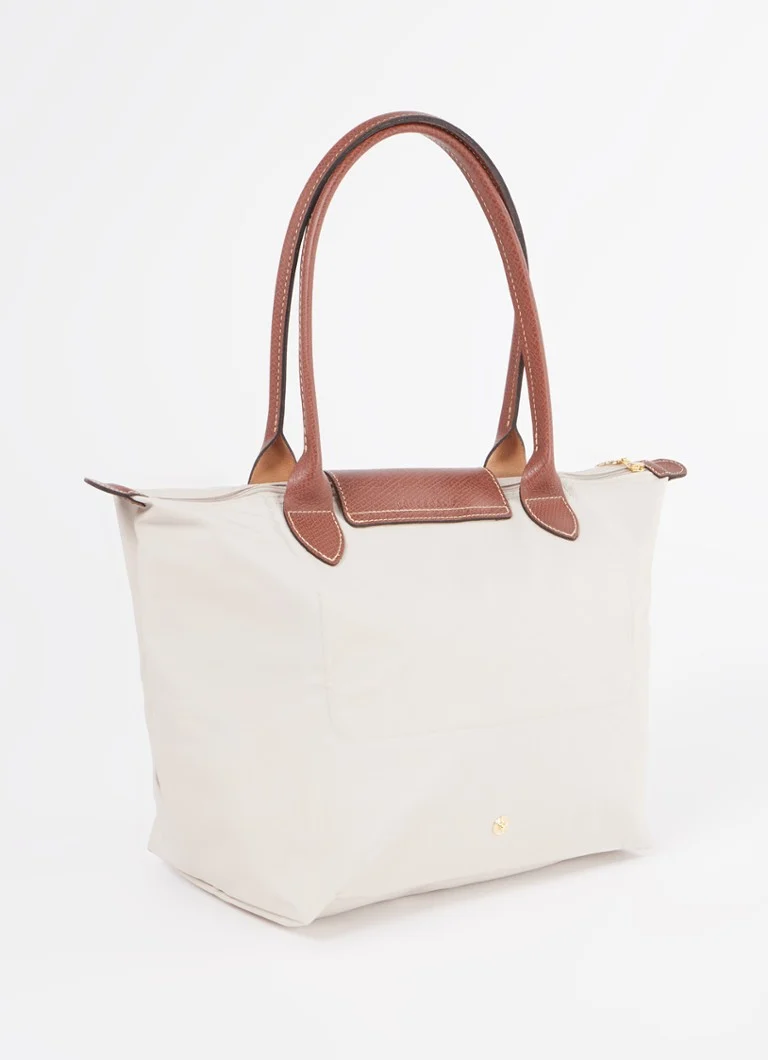 Longchamp Le pliage vihreä M kokoontaitettava olkalaukku nahkayksityiskohdilla