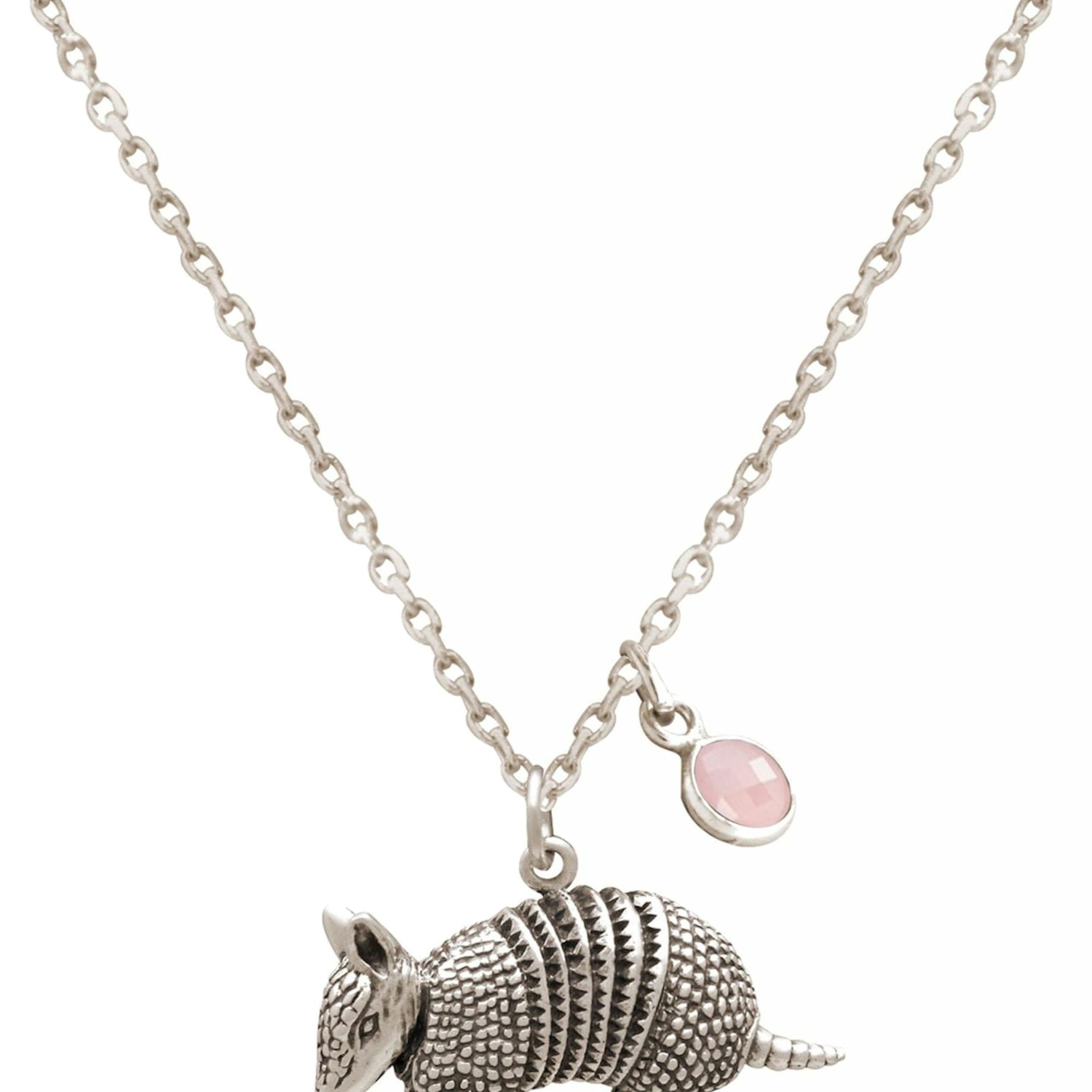 Halskette mit Anhänger '3-D Armadillo - Rosenquarz'