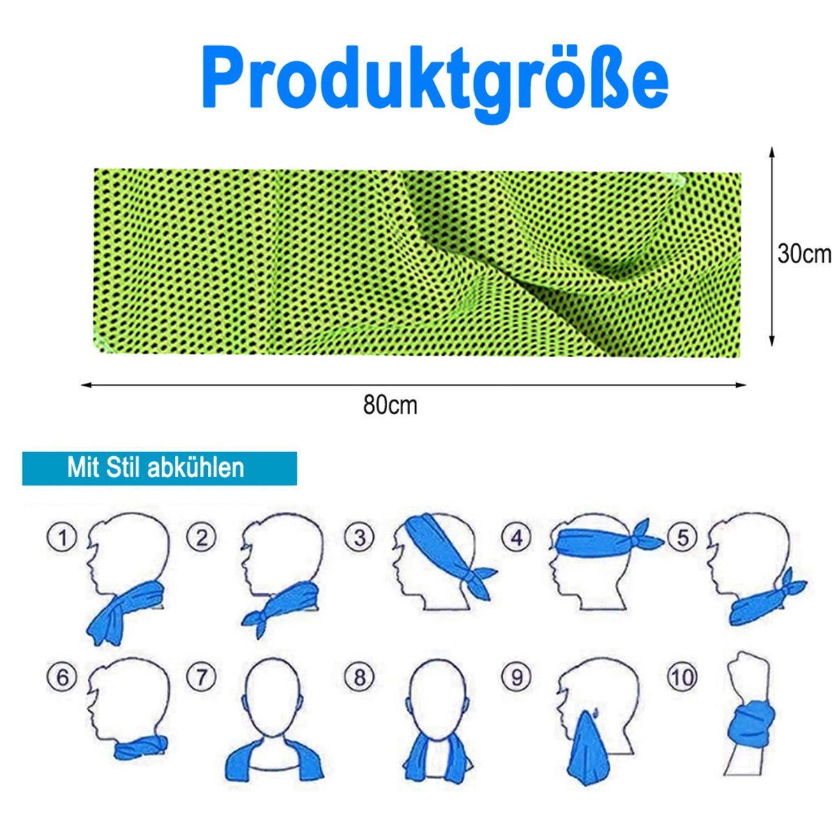 JedBesetzt Sporthandtuch Kühlendes Handtuch, Eishandtuch, Mikrofaser-Handtuch für Kühlung