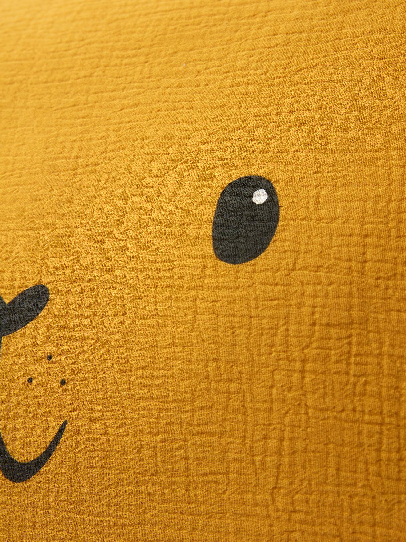 Taie d'oreille bébé en gaze de coton Tigre HANOÏ jaune moyen uni avec decor