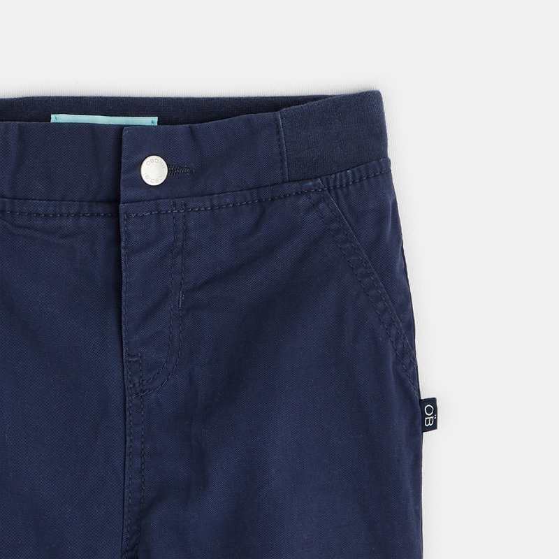 Pantalon toile effet denim doublé bleu bébé garçon
