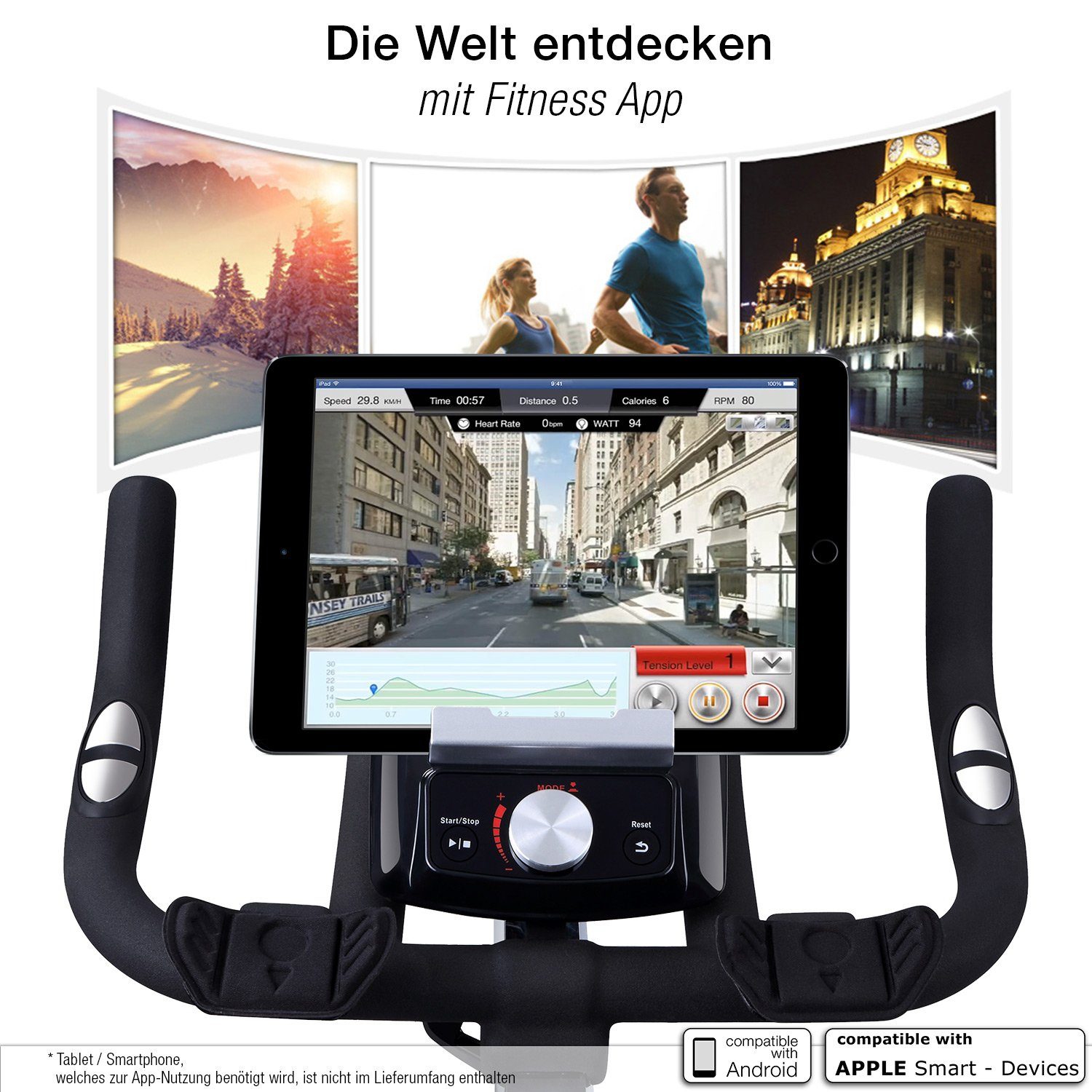 Sportstech Speedbike SX500, Heimtrainer mit 25KG Schwungrad & Multiplayer APP Pulsgurt komp.