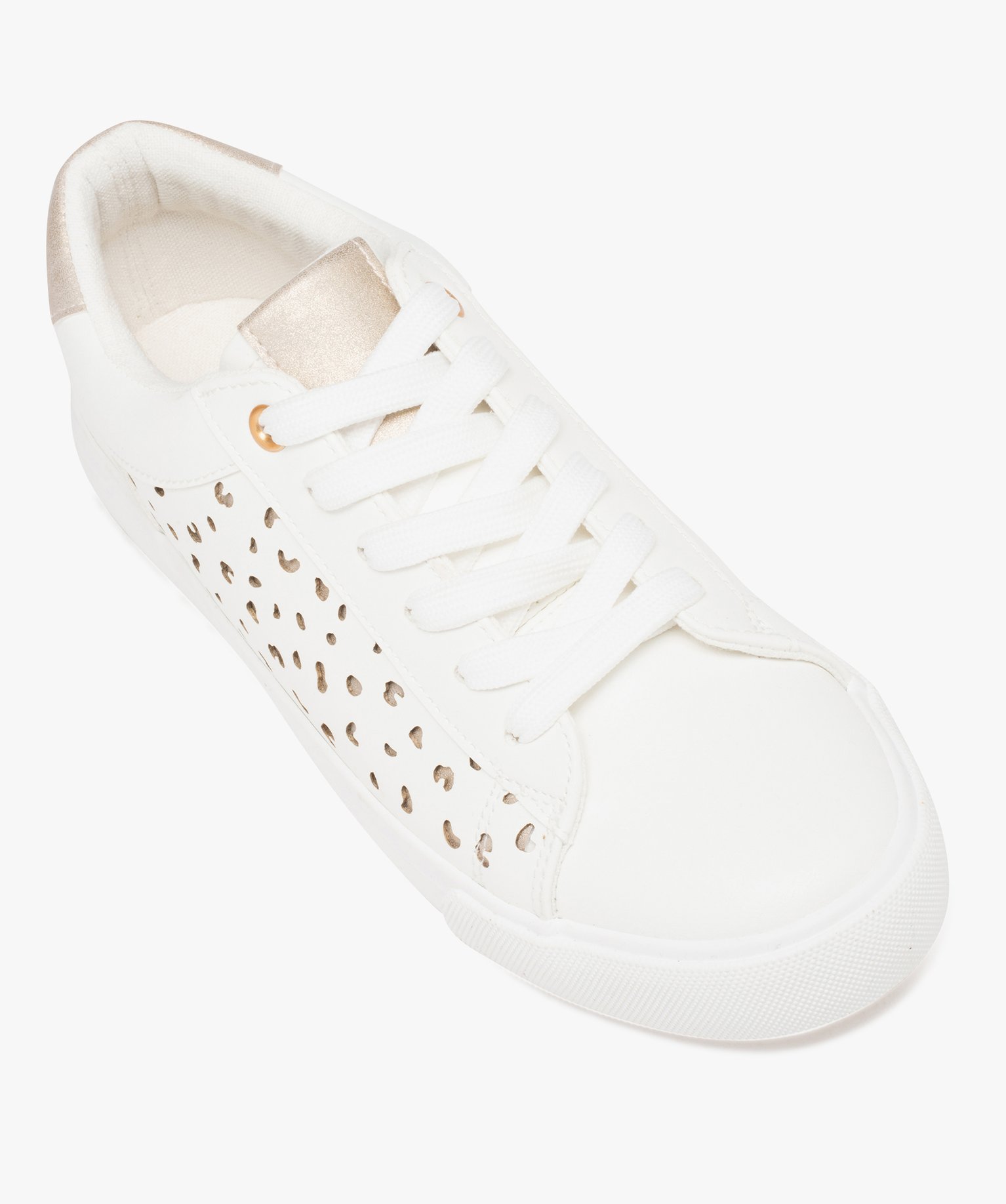 Baskets à détails dorés femme blanc | GEMO