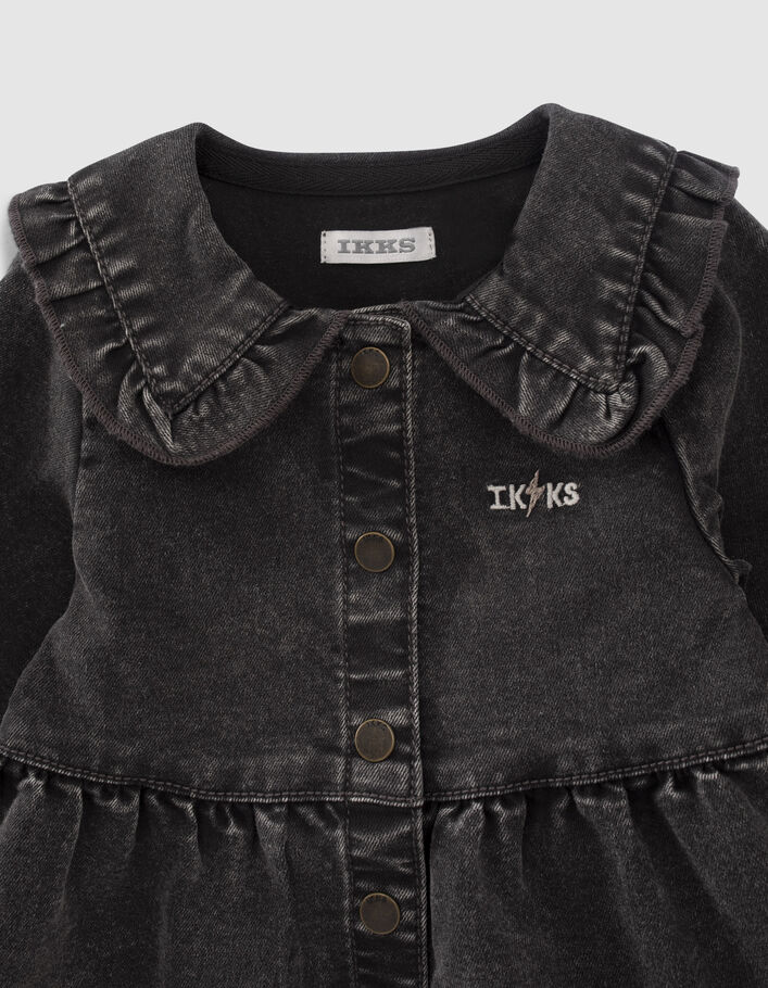 Robe en jean grise avec maxi col bébé fille