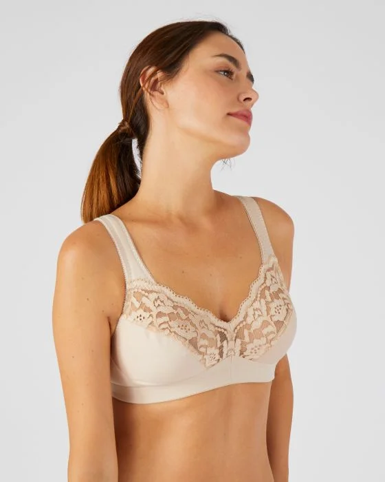 Soutien-gorge grand maintien, coton et dentelle
