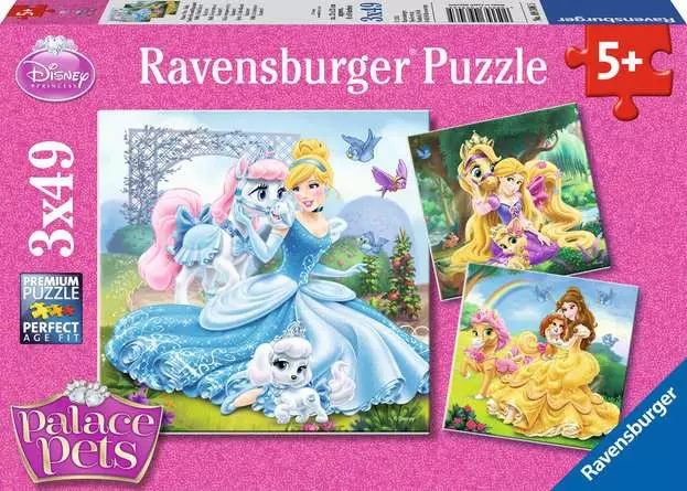 Kinderpuzzle ab 5 Jahren - Palace Pets - Belle, Cinderella und Rapunzel - 49 Teile