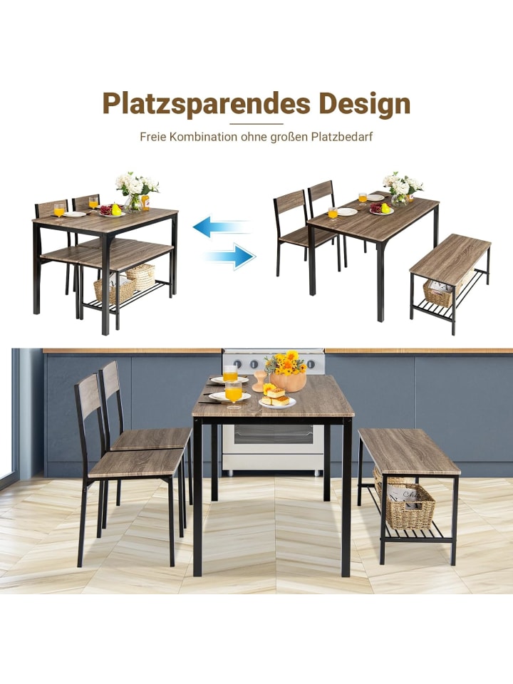 COSTWAY Esstisch Set 4-teilig in Grau günstig kaufen onesize