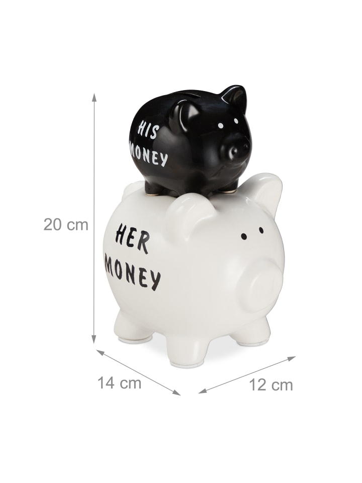 relaxdays Sparschwein in Schwarz/Weiß günstig kaufen onesize