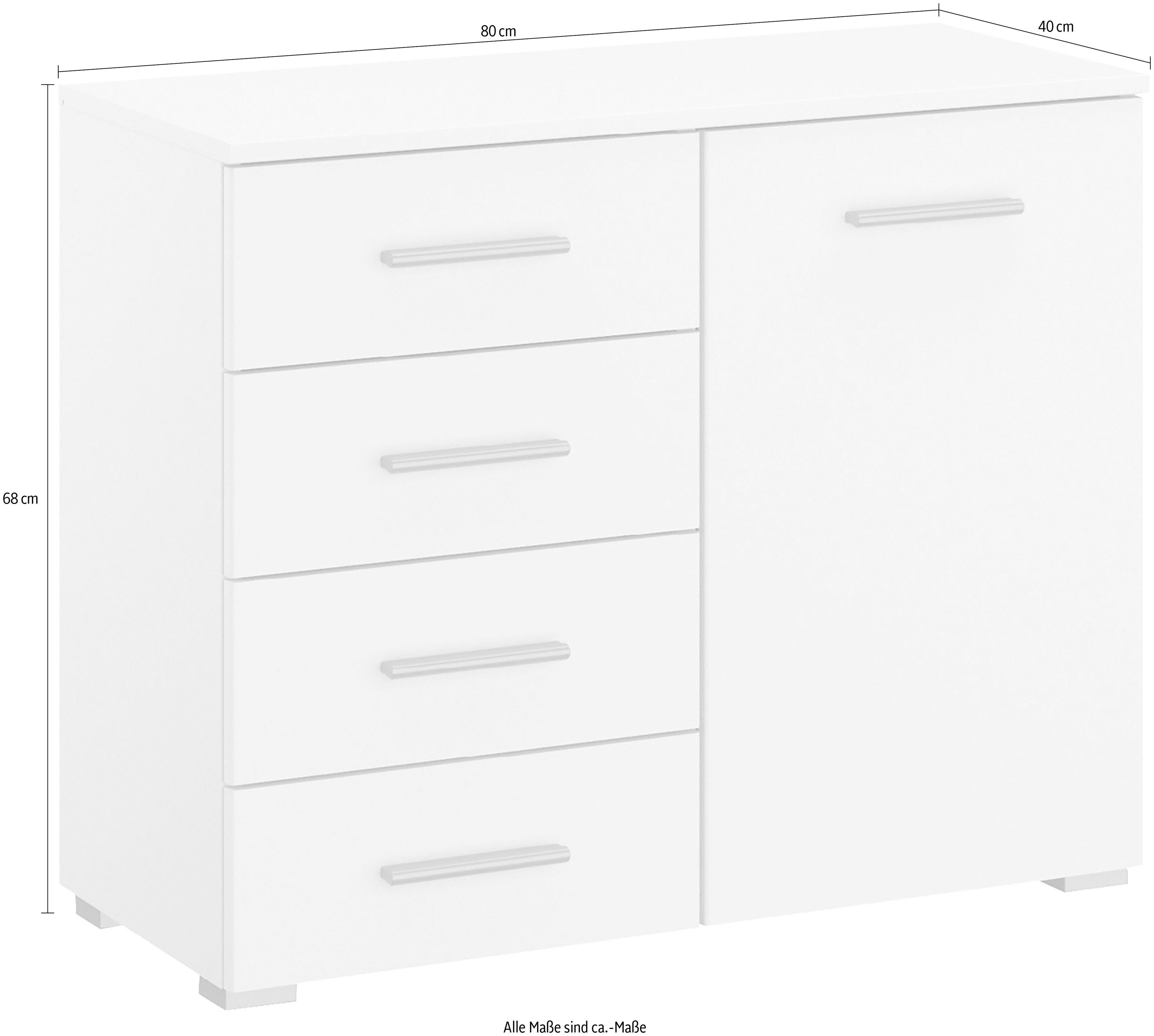rauch Schubkastenkommode Base, geräumige Schubkästen optional in moderner Hochglanz-Front