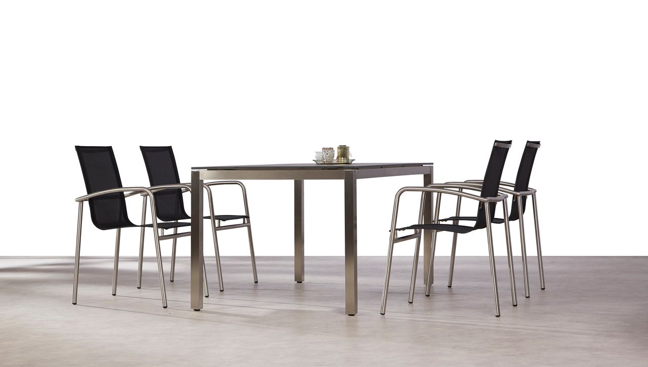 BEST 5-tlg. Dining Gruppe Khartum/Marbella Edelstahl/schwarz